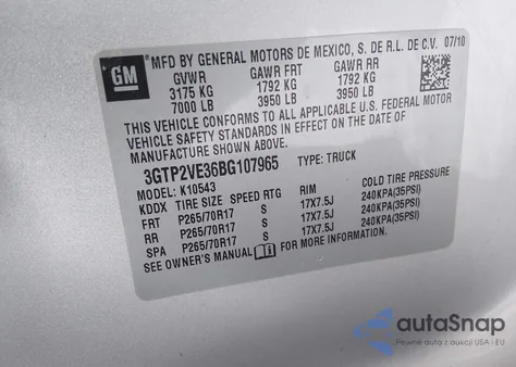 2011 GMC Sierra 1500 Sle z USA, uszkodzony, nr VIN 3GTP2VE36BG107965